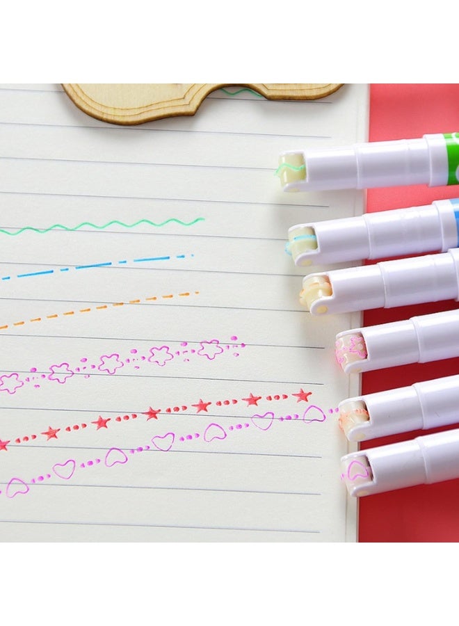 طقم أقلام تحديد كيرف مبتكرة 6 قطع | هايلايتر بخاصية الأسطوانة الدوارة لرسم خطوط منحنية وزخارف هندسية | أقلام فلورسنت متعددة الألوان للتدوين اليومي والبوليت جورنال | أقلام تحديد فنية للمدارس والجامعة والمكتب | حبر غير سام سريع الجفاف | أدوات كتابة وتزيين احترافية للطلاب والمعلمين والهدايا - Image 5